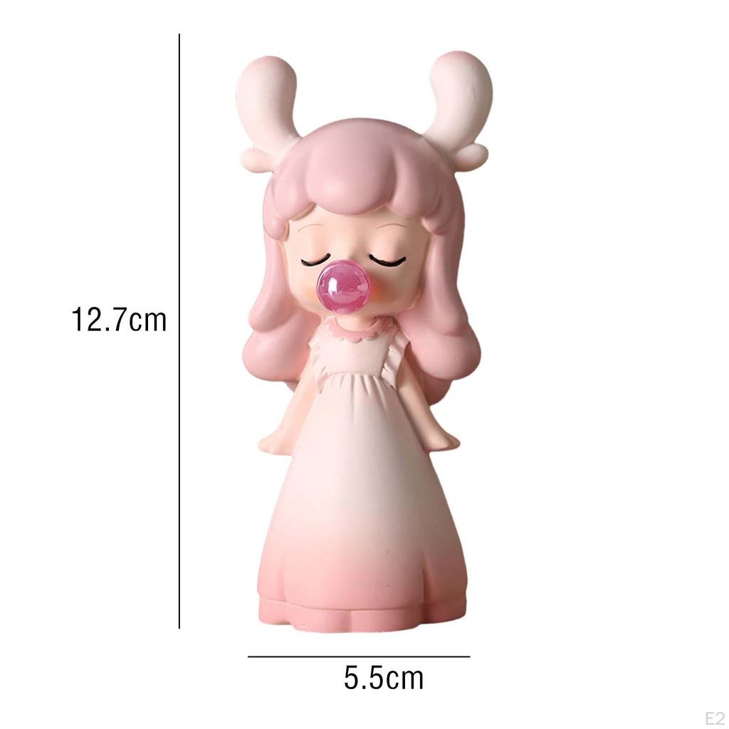 Blowing Bubble Girl Statue Sculpture Crafts Gift Collection Ornament Resin Figurine for Desktop