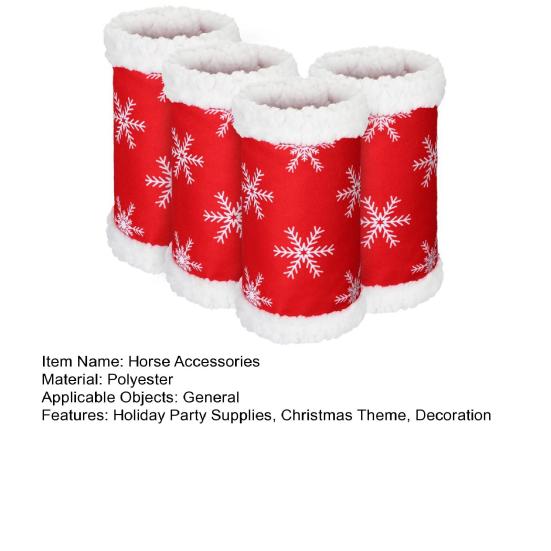 1/4/7Pcs Horse Christmas Costumes Red Santa Hat Horse Saddle Pad Leg Wraps Decoration Accessories Xmas Winter Holiday Party Supplies