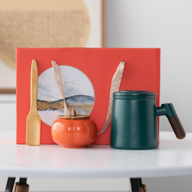 Ceramic Filter Bubble Tea Cup Tea Water Separation Cup Office Father's Day Leader Student Business Gift