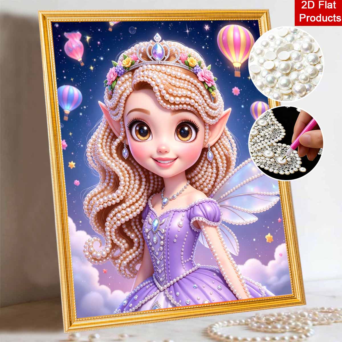 

Disney Pearl Art Painting Home Wall Decor Fairy Princess Hot Air Balloon Art Crafts Handmade DIY Adult Gift Creative Home Decor Frameless 30x40