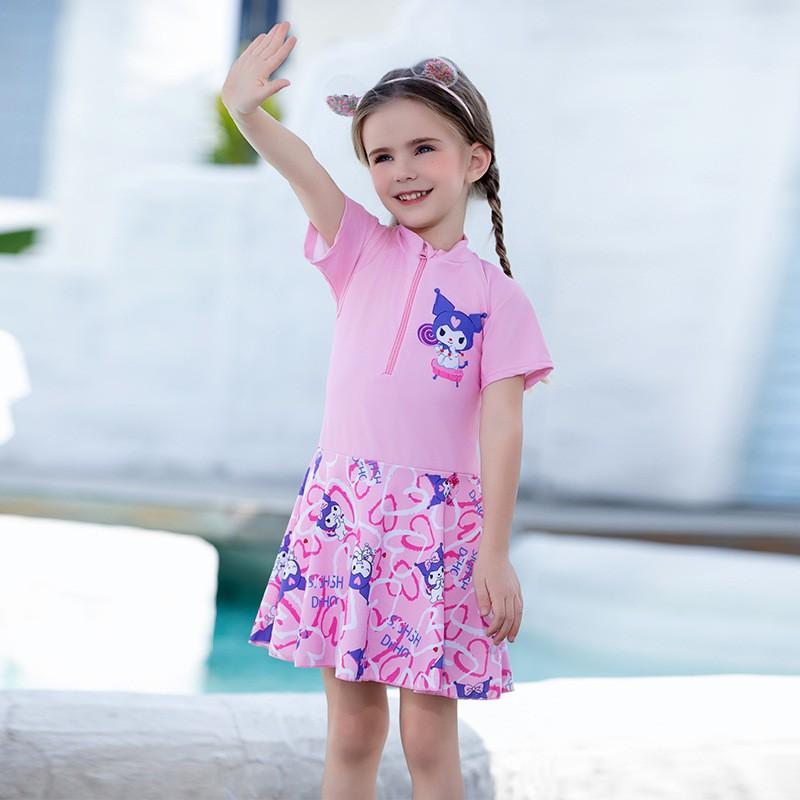 Girls Swimsuit Set With Sun Protection Cover-Up Skirt Pool Beach Swimming