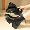 Soft Leather Skinny Boots Platform Women's Fashion Short Boots Student Style Martin Boots Tide