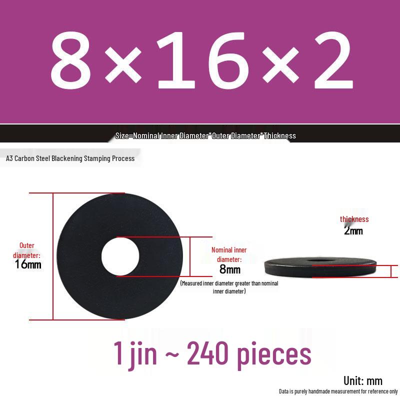 Black Oversized Thickened Round Metal Flat Washer Spacer for Home Use