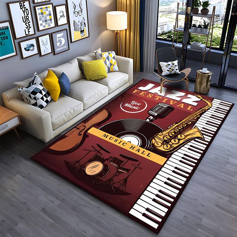 Jazz Festival Music Carpet suitable as a non-slip mat for the living room or bedroom sofa