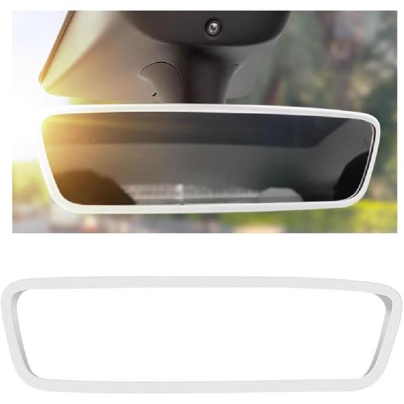 2PCS Car Rear View Mirror Protector Trim Frames, Silicone Screen Edge Frame Cover for Tesla Model 3 2017-2023 and Model Y Interior Decorations Center
