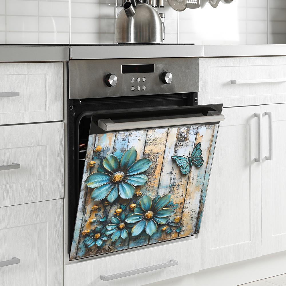 Creative Simulation Embossed Flowers Kitchen Restaurant Cabinet Home Background Beautification Decoration Wall Stickers