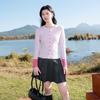 Sancai Plus Size Color-Block Knit Cardigan