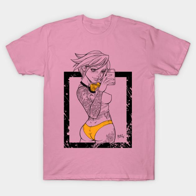 T-Shirt Damen Pin Up Tracer Harajuku Print Kawaii T-Shirt Sommer Kurzarm Damen T-Shirt Top Tee