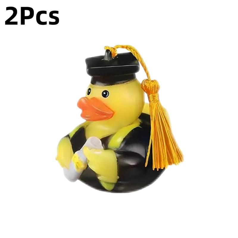 2Pcs Doctor Duck with Top Hat Graduation Party Decorations Cute Gifts Creative Car Ornaments Squeaky Bath Toy