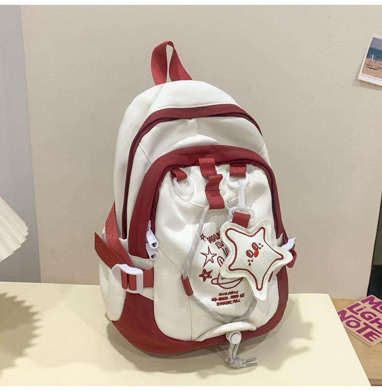 2025 Stylish Color Block Backpack for Junior High Girls - Large Capacity, Korean Academy Style