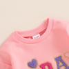 Baby Girl 2Pcs Birthday Outfits Long Sleeve Letter Embroidery Pullover + Pants Set Toddler Fall Clothes