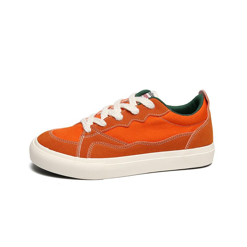 Hot Sale Low-top Canvas Sneakers Men Fashion Orange Skateboard Shoes Breathable Casual Flat Vulcanized Sneakers Men Canvas Shoes