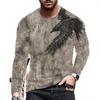 Men's Fashion Eagle T-Shirts Loose Casual O-Neck Long Sleeve Tops 3D Vitage Animal Printing Street T Shirt Breathable Tee Shirt