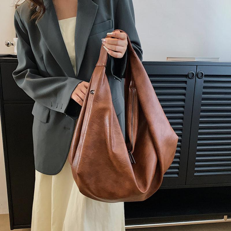 Big Black Shoulder Bags for Women Large Hobo Shopper Bag Solid Color Quality PU Leather Crossbody Handbag Lady Travel Tote Bag