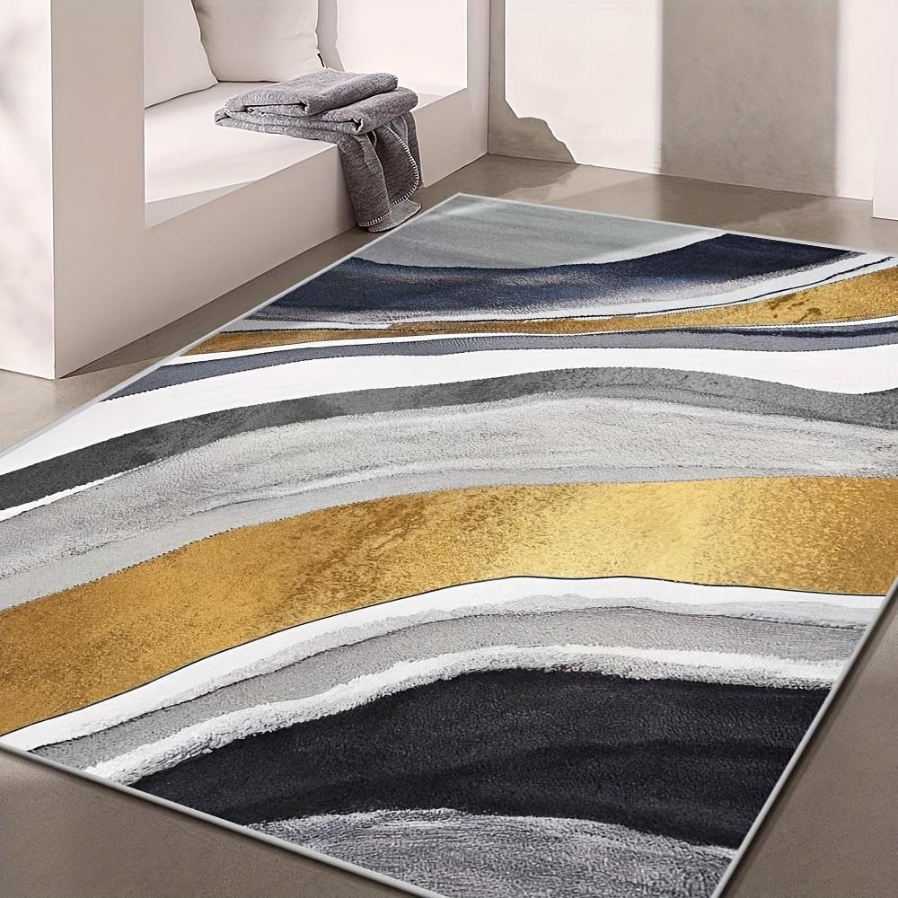 

Large Abstract Soft Velvet Area Mat Non Slip Machine Washable Thick Plush Mat Gray Blue Black Golden for Living Room Office 50x80cm20x31in
