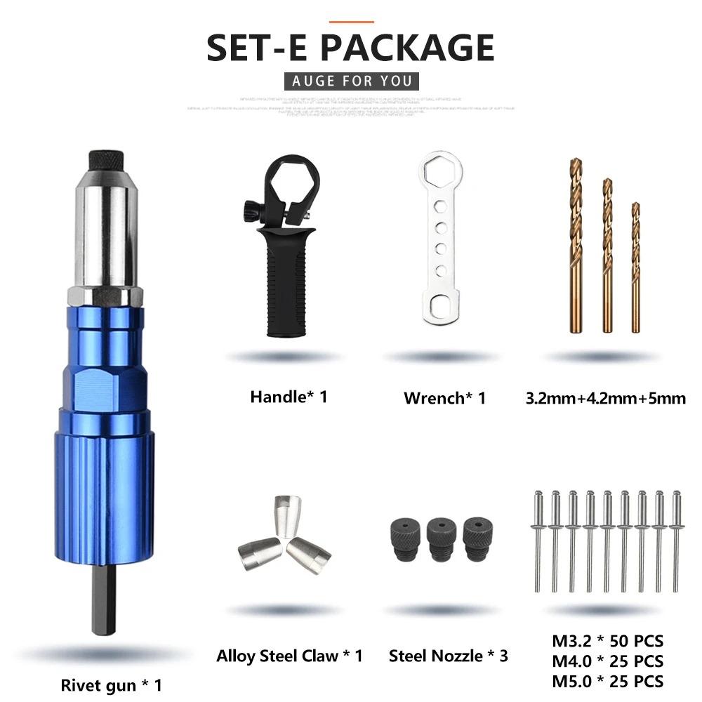 Electric Rivet Gun 2.4mm-4.8mm Rivet Nut Gun Drill Adapter Cordless Riveting Tool Insert Nut Pull Rivet Tool