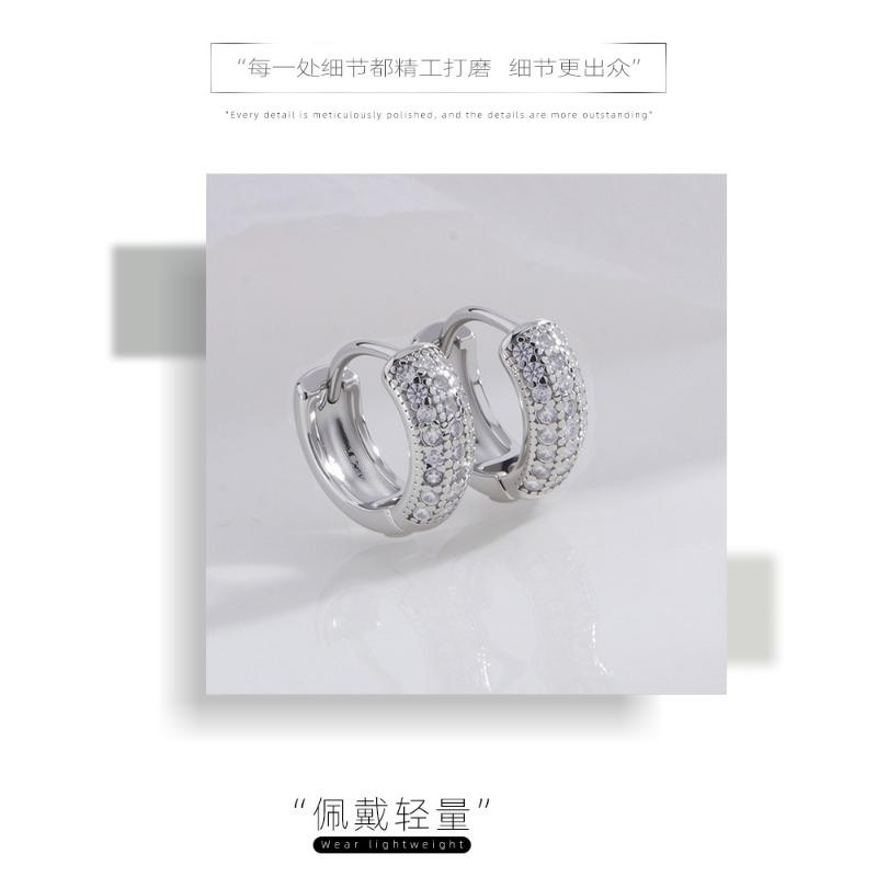 Neymar Style Full Diamond Zircon Geometric Hoop Earrings Unisex Fashion Jewelry