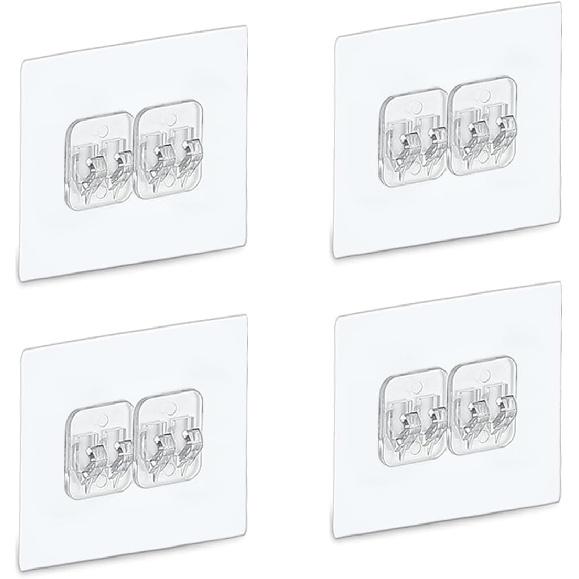 4 PACK Shower Caddy Adhesive Replacement, Shower Shelf Adhesive No Drilling, Adhesive Shower Hooks Strong Adhesive, Adhesive Hooks for Shower Caddy, 2.4x2.4 inch