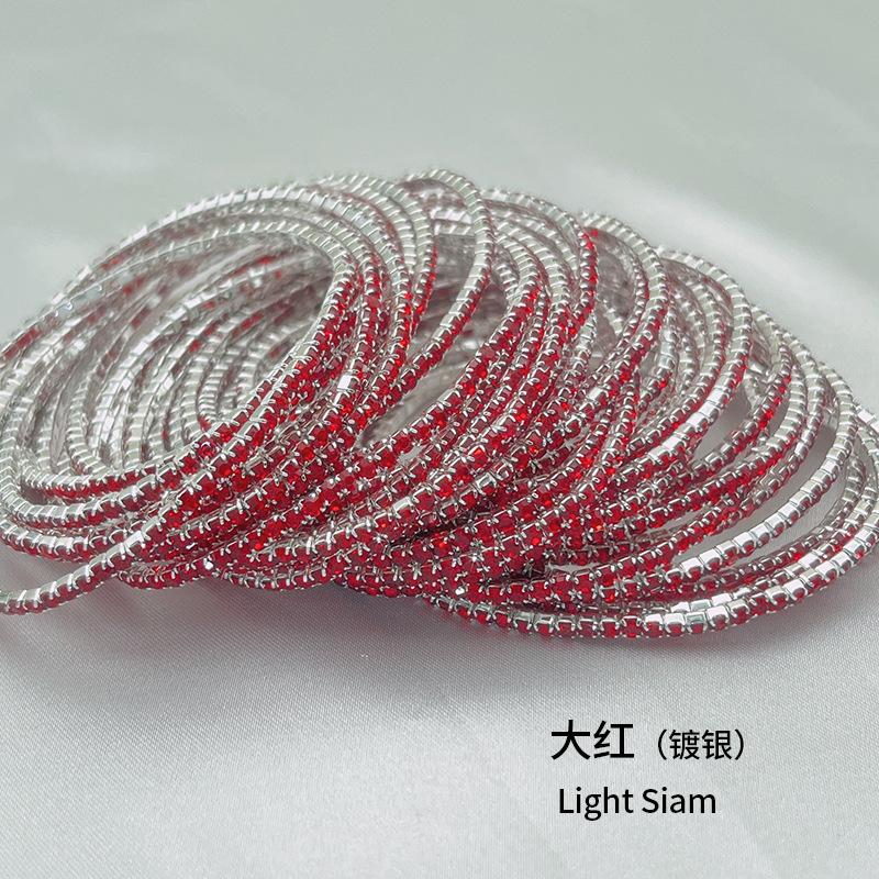 1Pcs Single Row Cubic Zirconia Tennis Bracelet Silver Color Elastic Bangle for Women Multi Layered Wearing Streetwear Jewelry
