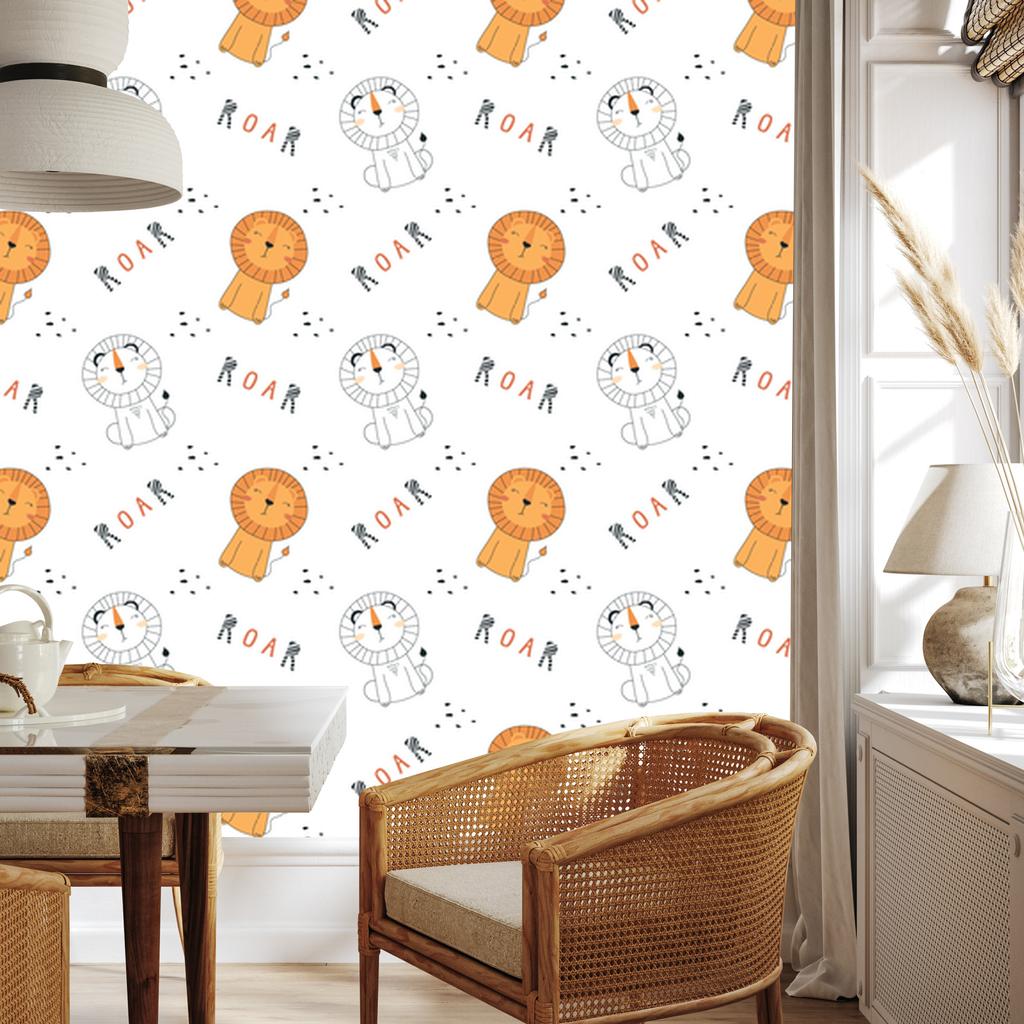 Pastel Lions and Animals Wallpaper for Living Room and Bedroom 50x1000