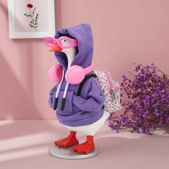 Creative Desktop Ornament Decoration Mini Goose Clothing Accessories Set for 7 Inch Goose, Includes Hooded Miniature Sweatshirt Small Backpack Glasses