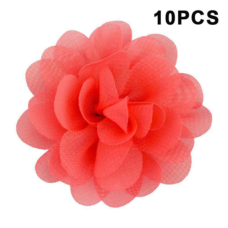 10Pcs 3.5Cm Chiffon Flower Hair Bows Fully Lined Flower Tiny Hair Clips Fine Hair Girls For Infants Toddlers Set