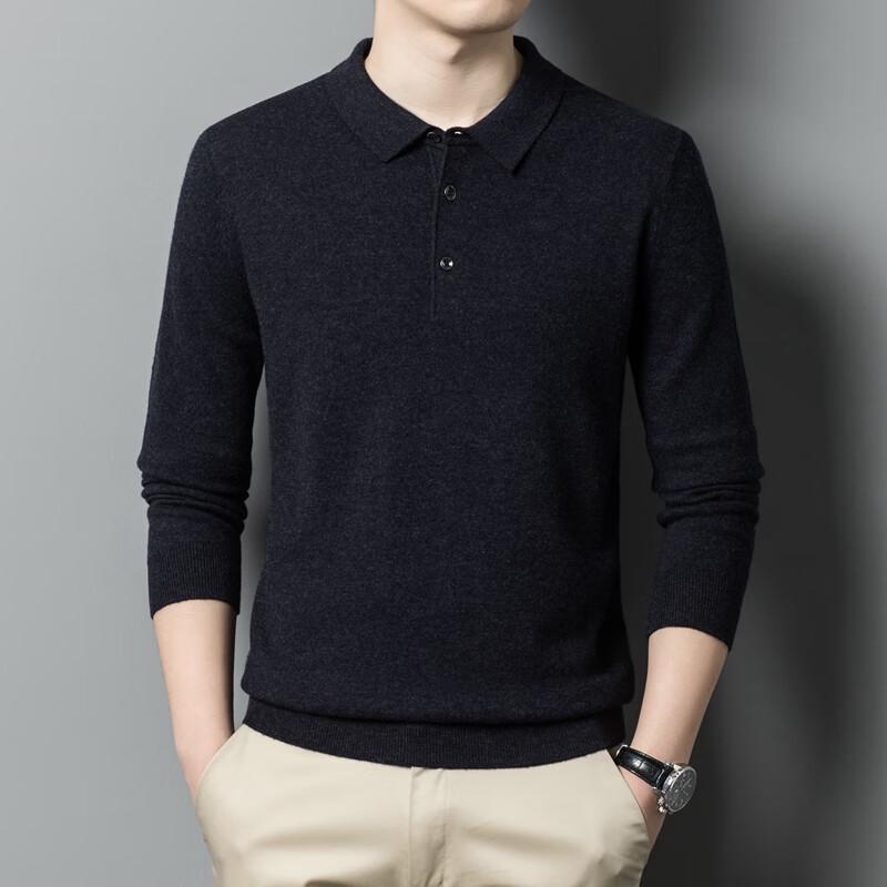 Men's 100% Merino Wool Pullover Polo Sweater