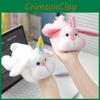 Birthday Hat Cute Prone Posture Rabbit Plush Doll Toy For Desktop Decoration