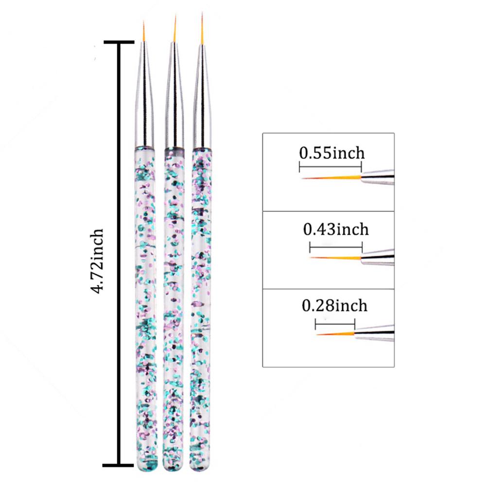 

3шт/набор кисть для дизайна ногтей, рисование линий, сетка, акриловая ручка, дизайн «сделай сам» серебряный