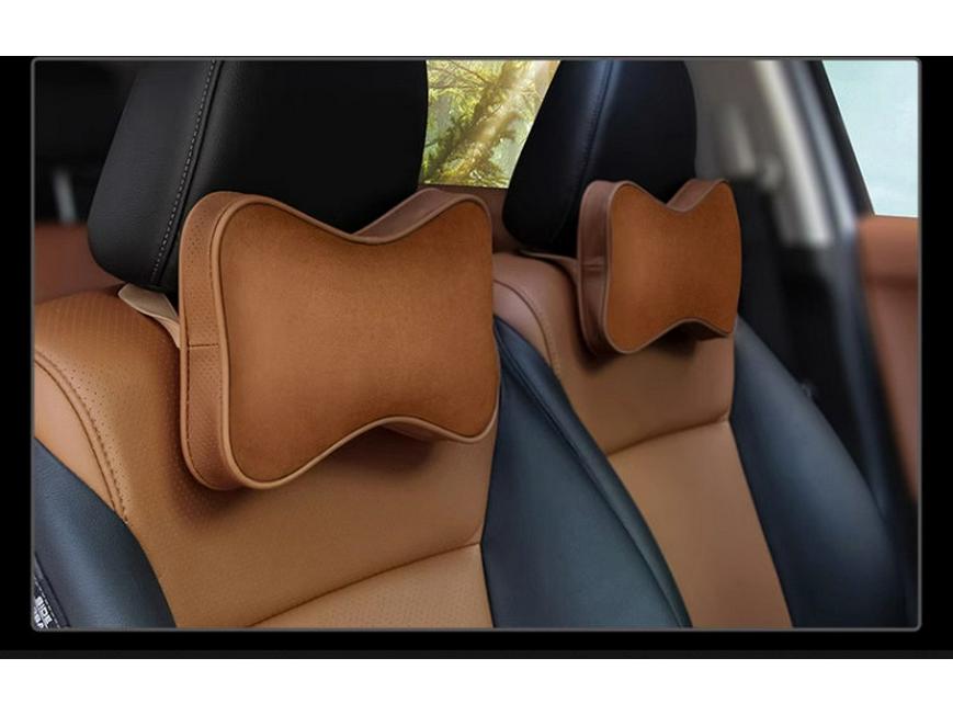 Echtes Leder Auto Nacken- und Lendenwirbelstützkissen Set
