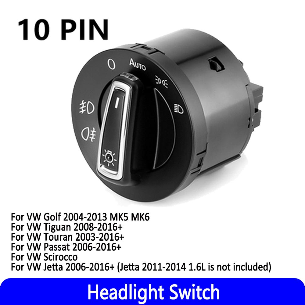 

14/10Pin Auto Headlight Switch Fog Light Control with Frame Ring For VW Golf MK4 MK5 MK6/Bora/Golf MK4/Head Light Lamp Switch