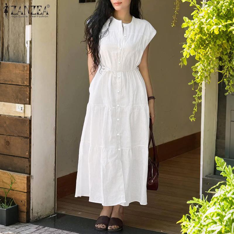 

ZANZEA Women Casual Round Neck Summer Sleeveless Dress S