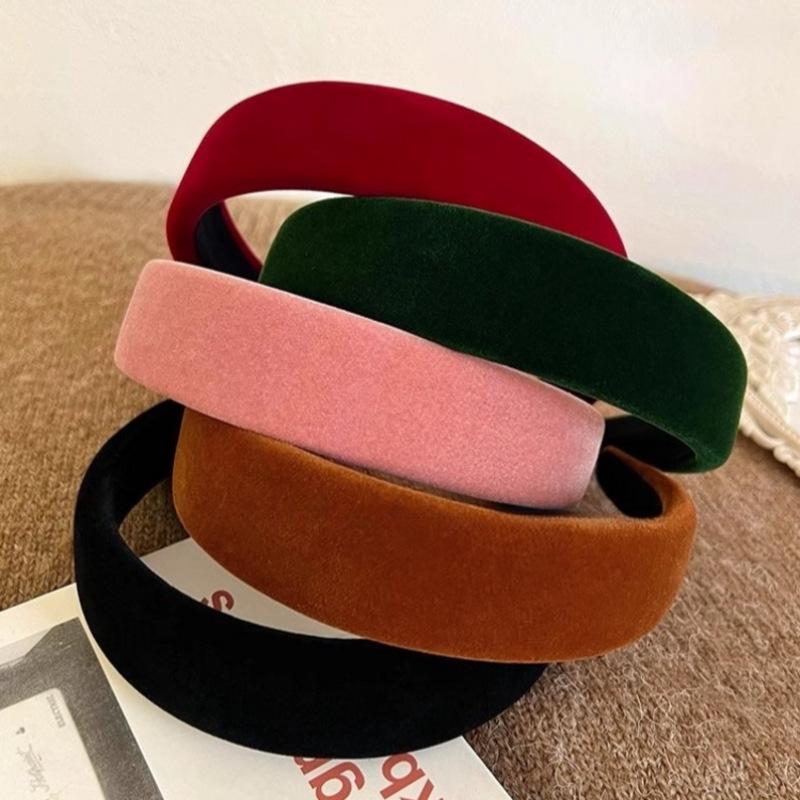 Damen 2024 Rotes Samt Breites Stirnband - High-End Winter Haaraccessoire