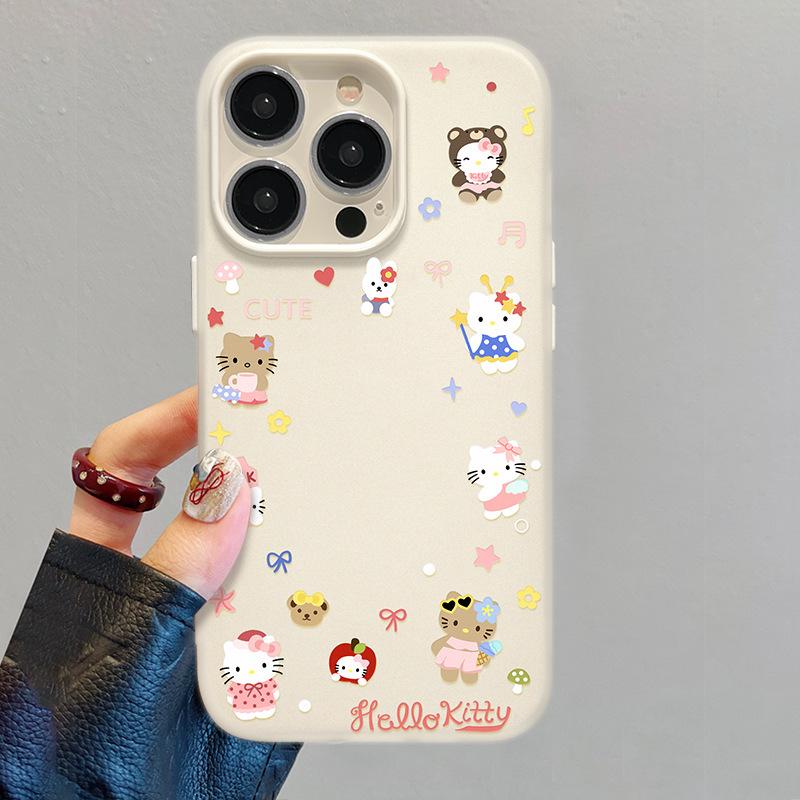 

KT Cat Shaker Stand: Cute Korean Style Phone Case & Lanyard for Apple 13-17 Models iPhone 15