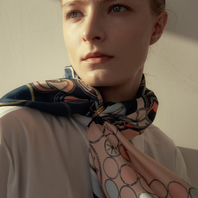 Saint Luxure Square Scarf Time Block SL20SSQTB