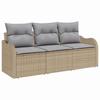 Garden Sofa Set with Storage 3 Pcs Beige Poly Rattan