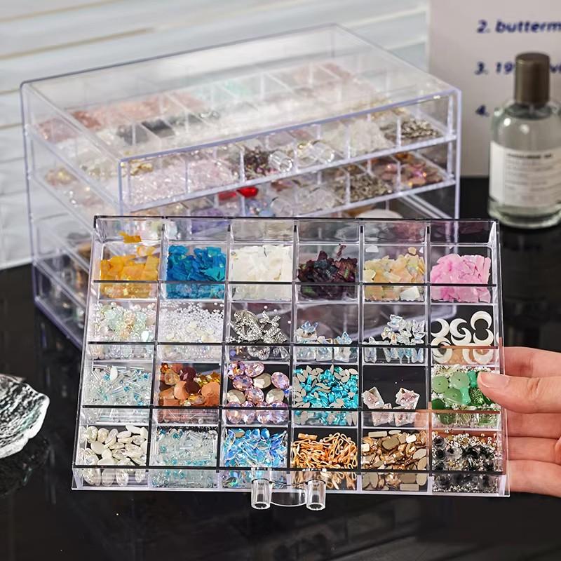 1pc drawer style acrylic multifunctional nail diamond decoration storage box desktop jewelry bead stackable organizer