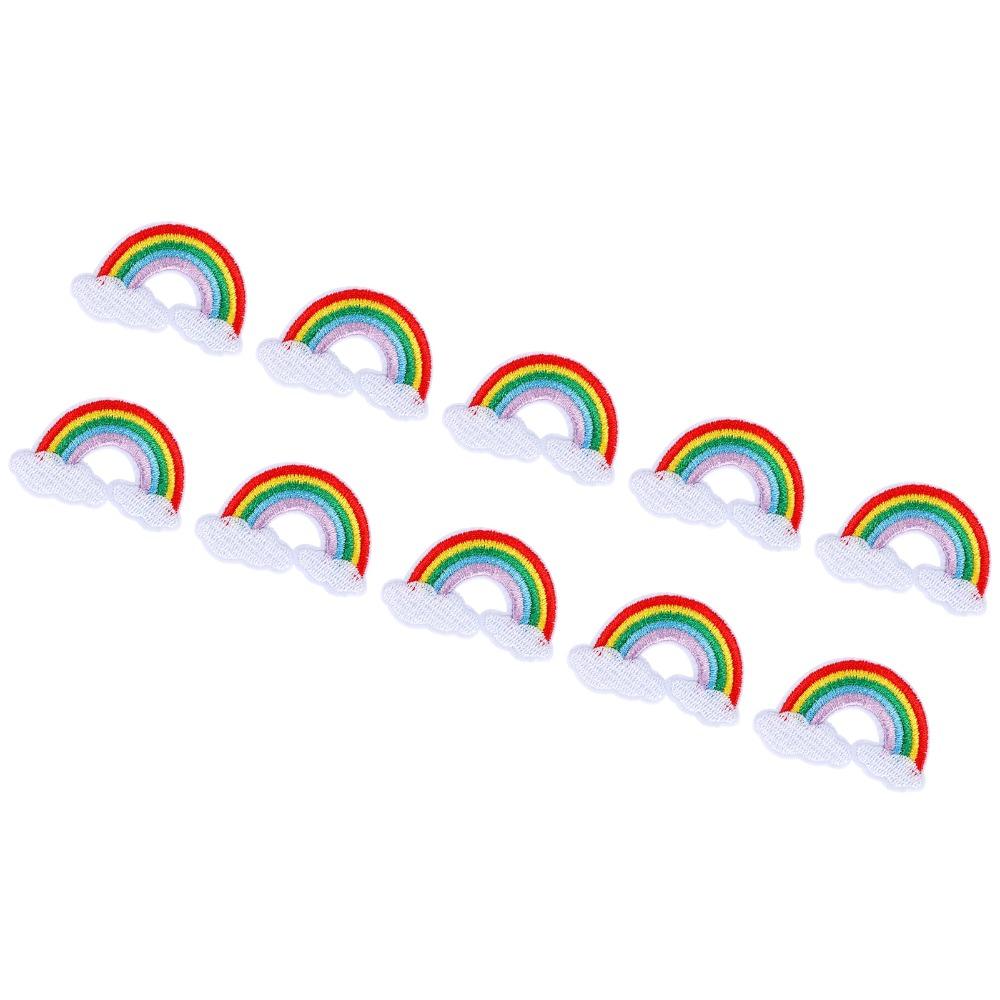 10 Stück Bunte Stoffflicken Regenbogenmuster Aufbügelflicken Aufnäher Kleidung Dekoration