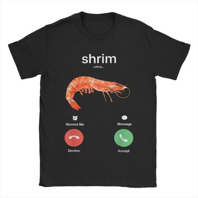Shrim Dzwoni T-shirt Męski Krótki Rękaw Zabawny Krewetkowy Mem T-shirt Streetwear Tee Tops Dla Męża Chłopaka Dopasowany T-shirt