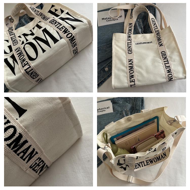 2025 Women's Color-Blocking Canvas Handbag: Trendy Crossbody & Shoulder Bag with Colorful Strap