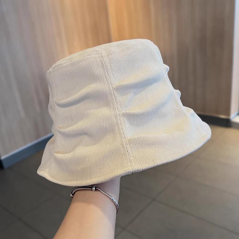 1Pcs Korean Style Foldable Travel Outdoor Hat Corduroy Pleated Bucket Hat For Women Solid Color Soft Casual Sun Hat