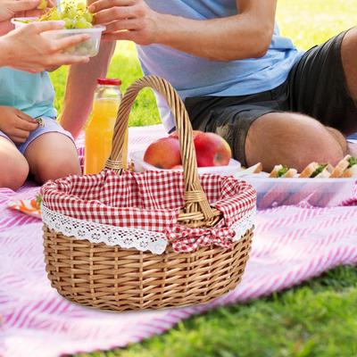 Picnic Basket Storage Handwoven Flower Gift with Handle for Home Garden Hiking