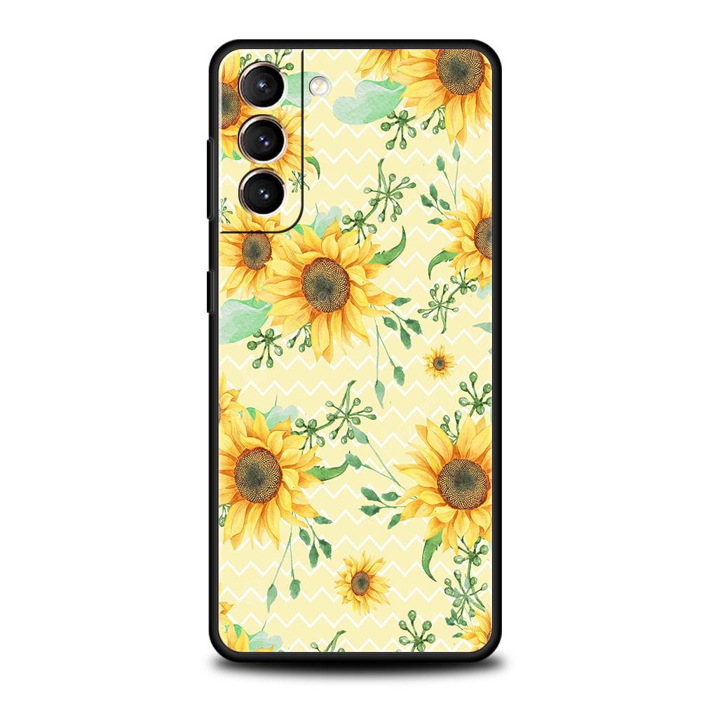 Summer Daisy Sunflower Floral Flower Case for Samsung Galaxy S24 S23 S22 S20 S21 FE Ultra S24 S23 S10 S10E S9 Plus Phone Cover