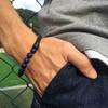 Titanium Steel Man Chakra Jewelry Wholesale Stainless Steel Men's Black Leather Volcanic Beaded Braclets Stone Leather Bracelets