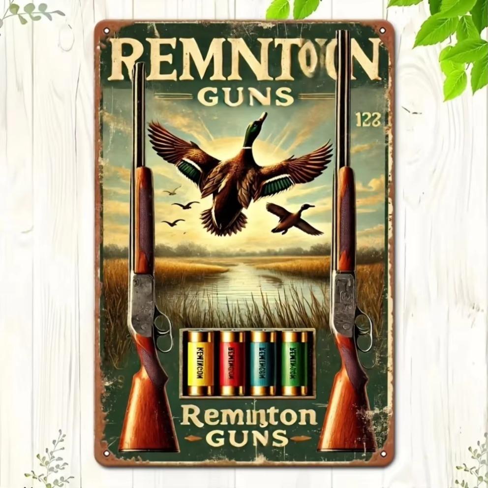 1pc 2D Retro Remington Duck Hunting Ad Wall Art – Vintage Sign for Door    Room Decor