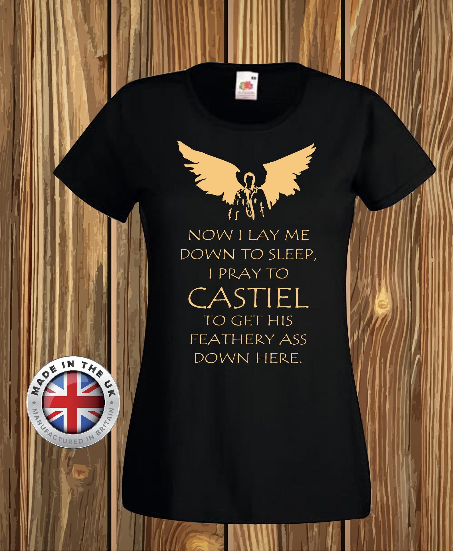 Supernatural Castiel  Feathery Ass  Graphic T-Shirt S
