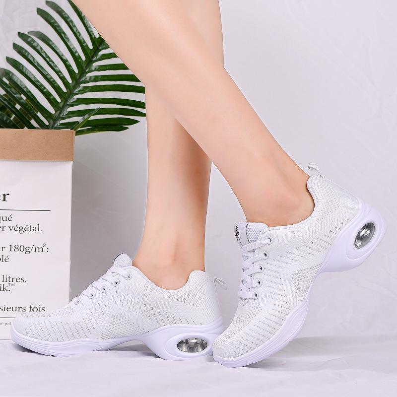 Women's Mid-Heel Flyknit Dance Shoes - Soft Sole Square Dance & Fitness Footwear