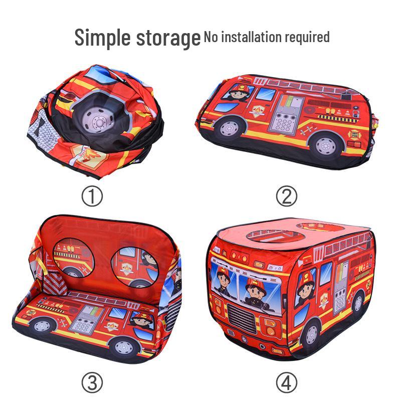 Kids' Portable Play Tent - Fire Truck & Police Car Design for Indoor & Outdoor Fun