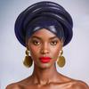 Shining African Women Turban Cap Twisted Braid Headtie Head Wraps Wedding Party Headpiece Bonnet