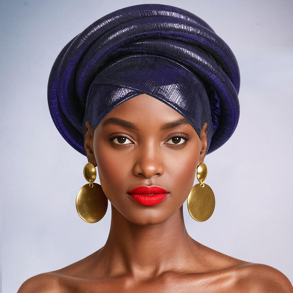 Shining African Women Turban Cap Twisted Braid Headtie Head Wraps Wedding Party Headpiece Bonnet